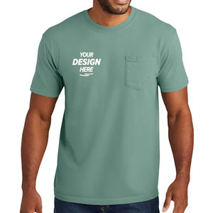 T-shirt personnalisé pour homme en coton gris à manches courtes, col rond, poche, imprimé devant, respirant, en jersey tricoté, coupe classique - Product Image 4