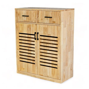 80x35x100cm Minimalist 2-Door Shoe Cabinet Rubber Wood KG68073 Living Room Furniture - Product Image 1
