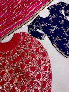 Tenue traditionnelle Dhoti Salwar, entièrement cousue, pour les fêtes, en tissu faux georgette, entièrement brodée, travail de séquence, prête à porter - Product Image 4