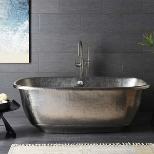 Baignoire ovale autoportante 100% cuivre pur, design moderne, marque Yellowartswork, capacité 1 personne, robinet inclus, fournisseur indien - Product Image 5