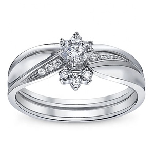 แหวนหมั้นเพชรธรรมชาติและแหวนแต่งงานผู้หญิง VS และ F สีประดับเพชรแท้ - Product Image 2