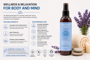 Aceite de Masaje Relajante de Marca Privada 200ml OEM |   Aceite Esencial de Lavanda para Masajes Corporales |   Vegano Natural |   Hecho en España, UE - Product Image 3