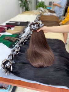 Extensions de cheveux vierges humains à clipser en gros, vague naturelle, double trame, 100g par paquet - Product Image 5