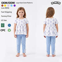 Ensemble deux pièces pour filles 1-8 ans, chemise à imprimé nœud et pantalon, mélange de coton, vêtements décontractés pour enfants, fournisseur
