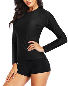 Summer Fashion <b>Women's</b> Two-Piece Rash Guard <b>Tankini</b> Set with Custom Logo Eco-Friendly High Waist Long Sleeve Floral Pattern - Product Image 4