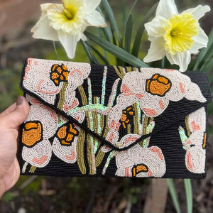 กระเป๋าคลัทช์ลูกปัดทำด้วยมือลายดอกไม้กระเป๋าคลัทช์ลูกปัดแดฟโฟดิลกระเป๋าปาร์ตี้ตอนเย็นพร้อมเชือกของขวัญสำหรับเธอกระเป๋าแต่งงานเจ้าสาว - Product Image 1