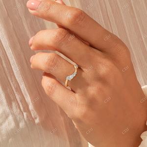 Anillo de compromiso de oro macizo de 14k con diamante cultivado en laboratorio certificado por IGI de 0.25 CTW, color SI GH, diseño de onda, apilable, único y delicado para mujer - Product Image 2