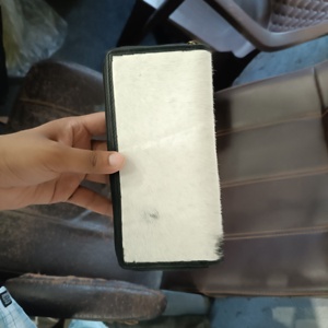 Portefeuille-pochette en cuir véritable de vachette, style western vintage, avec fermeture éclair, imperméable, unisexe, élégant, en cuir de rodéo et en coton - Product Image 3