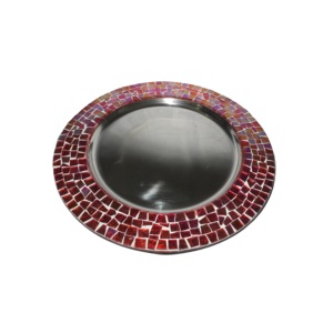 Gravure Design Table à manger ustensiles de service plateau de luxe assiette de serveur de nourriture finition brillante assiettes de chargeur de forme arrondie - Product Image 2