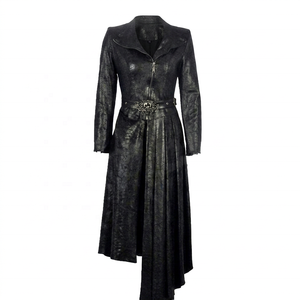 Manteau long en cuir noir gothique pour femmes - Product Image 1