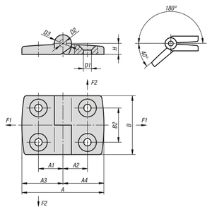 K0434 <b>Lift</b>-<b>Off</b> Left Door Window <b>Hinge</b> 87x48 Black Fibreglass Reinforced Thermoplastic Stainless Steel Component - Product Image 3
