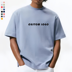 Men's Teeshirts High Quality Tees Custom LOGO Desgin T-shirts Blank Oversized Drop Shoulder Rib O-neck <b>Tshirt</b> for Men t Shirts - Product Image 1