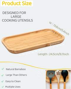 Soporte de cuchara de madera grande, soporte de cuchara de bambú para estufa de 9,7 pulgadas, utensilios de cocina para mostrador de cocina, comida pequeña de granja - Product Image 2