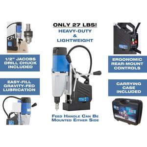 Taladro Magnético Portátil de 9.5 Amperios, Doble Velocidad, Fabricado en Alemania, Grado Industrial, Taladro de Banco que Perfora hasta 1-5/8 Pulgadas de Diámetro - Product Image 4
