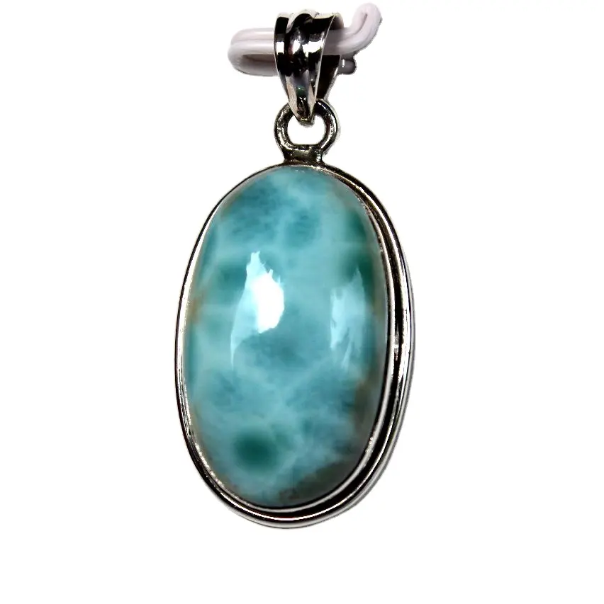 Qualità superiore Larimar ovale Cabochon argento 925 Wrap Stone ciondolo castone impostazione gioielli fatti a mano con pietre preziose