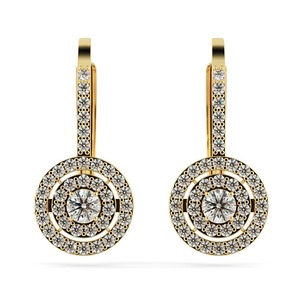 Pendientes de Diamantes con Doble Halo y Clip, 1.00 Ct, Diamantes Cultivados en Laboratorio, en Platino, Lujosos para Boda - Product Image 2