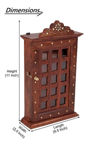 Wooden Almirah-Shaped <b>Key</b> <b>Holder</b> Square Design <b>Wall</b> <b>Key</b> Stand with Hand-Painted Technique Elegant and Functional <b>Wall</b> Decor - Product Image 3