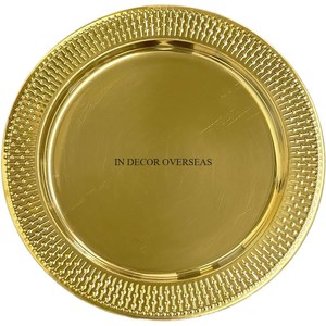 Placas de cargador de forma redonda chapadas en oro de alta calidad de aluminio fundido de alta calidad de diseñador estándar suministros de accesorios de boda - Product Image 2