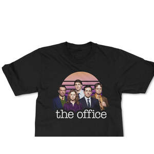 T-shirt Grafica The Office Retro Sun Cast da Uomo, 100% Cotone Jersey 240 Grammi, Nero, Taglia Large, Stampa Serigrafica, Servizio Designer - Product Image 2