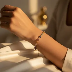 "Platinum Diamond Chakra <b>Bracelet</b> <b>for</b> <b>Women</b> <b>Rose</b> <b>Gold</b> Bangle Trendy Religious Jewelry Wedding Anniversary Party Gift" - Product Image 1