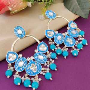 Beautiful High Quality Kundan <b>Long</b> <b>Earrings</b> For Women Ideal For Festive Occasions Casual And Party Wear Danglers Simple <b>Earrings</b> - Product Image 5