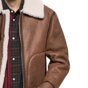 Chaqueta de cuero de piel para hombre con diseño OEM personalizado de alta calidad, cierre de cremallera transpirable de secado rápido, ropa informal de moda para invierno - Product Image 5