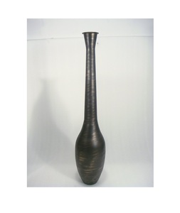Black Iron Large Decorative Black <b>Vase</b> <b>Vintage</b> Modern Floor <b>Vase</b> Long Neck Metal <b>Vase</b> for Home Decorative Item - Product Image 1