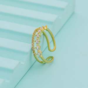 Bague tendance en acier inoxydable plaqué or 18 carats, incrustation élégante, cadeau idéal pour toutes les occasions 192557 - Product Image 1
