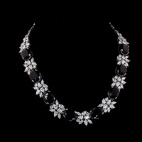 Collier Saphir Bleu Poire Blanche Diamants de Laboratoire 14K Or Blanc Coffret Cadeau de Mariage avec Boucles d'Oreilles Étincelantes Certifiées IGI