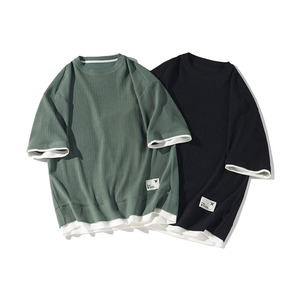 Camiseta de algodón de gran tamaño personalizada ODM para hombre, diseño de dos tonos con logotipo personalizado, ropa de calle deportiva de moda del fabricante de Vietnam - Product Image 1