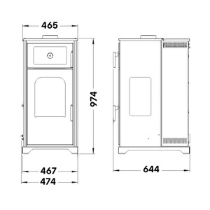 Poêle à granulés moderne autoportant avec télécommande pour chauffage intérieur, noir - Product Image 3
