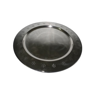 Assiettes de présentation en métal de forme ronde au design exclusif avec bordure colorée dans toutes les tailles, assiettes de vaisselle pour servir la fête de mariage - Product Image 5