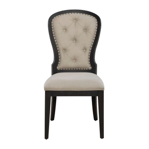 Silla de Comedor Tapizada con Respaldo Alto y Adornos de Tachuelas - Silla Clásica Moderna (Transicional) para el Comedor del Hogar - Product Image 1