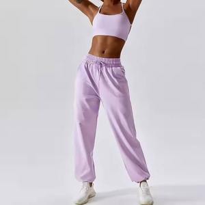 Nouvel arrivage de pantalons de survêtement décontractés pour femmes de haute qualité pantalons de survêtement de course de fitness d'hiver avec jogger frontal plat - Product Image 5