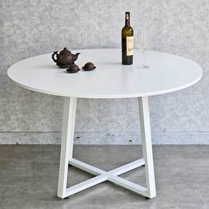 BA68194 Round <b>Dining</b> <b>Table</b> 100/120cm <b>Rustic</b> <b>Wooden</b> Design with Iron Legs for Home Office Use - Product Image 6