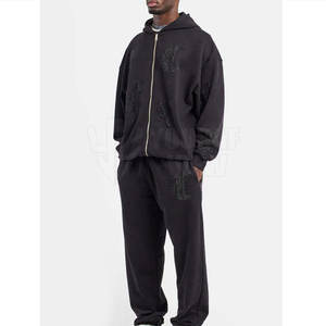 Hommes Hiver Solide Imprimé Strass Survêtement Haute Qualité Respirant Léger Polyester/Coton Durable - Product Image 1