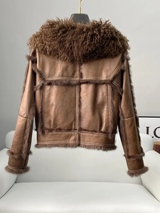 Lady Girl Fourrure de lapin Manteaux courts d'hiver Col en laine Veste chaude Manteau de luxe pour les femmes d'hiver respirant vestes élégantes - Product Image 4