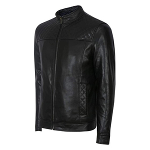 Veste pour hommes en cuir PU de haute qualité col montant solide personnalisable vêtements d'extérieur à la mode de bonne qualité pour la veste de printemps pour hommes - Product Image 2