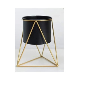 Jardinière en métal de luxe pour intérieur et extérieur avec support, finition or brillant sur pieds noirs, décoration maison et jardin, prix bas - Product Image 2