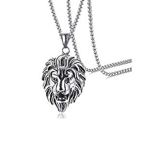 Alta calidadHip Hop Rock Animal cabeza de león oro plata cadena collares colgante para hombres joyería de moda punto a precio al por mayor - Product Image 5