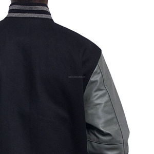 Chaqueta Varsity para Hombre, Estilo Letterman, con Mangas de Cuero y Lana, Cierre de Cremallera, Diseño Ecológico con Parches, Chaqueta Bomber, Uniforme de Equipo de Baloncesto - Product Image 6