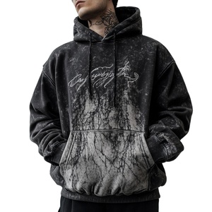 Personalización de la ropa de calle de los hombres Sudadera con capucha Logotipo personalizado 100% Algodón Cómodo Peso pesado Stone Wash Pullover Hoodie - Product Image 3