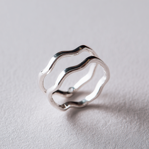 Bague ajustable à double épaisseur en argent et or Bague personnalisée empilable pour femme - Product Image 3