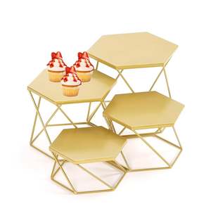 ชุดไรเซอร์โลหะตั้งโต๊ะสำหรับตกแต่ง3วันสีทองสำหรับวางช็อคโกแลตหวานเดือนรอมฎอนรูปทรงกลม - Product Image 6