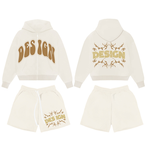 OEM Custom <b>Tracksuits</b> for Men Zip up Hoodie and Short Set Cotton French Terry Men's Custom Two Piece Hoodies and Jogger Sets - Product Image 3