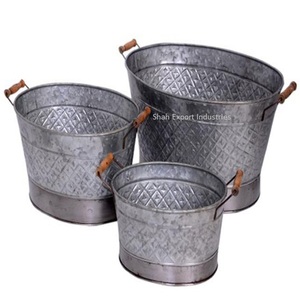 Jardinière en métal fini galvanisé de vente chaude avec poignées de corde pour les jardinières ovales de décor de jardin extérieur à la maison - Product Image 6