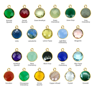 Pendentif à breloque rond à facettes multiples avec lunette plaquée or rose Bijoux de naissance faits à la main pour la fabrication de colliers - Product Image 3