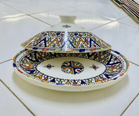 Tajine en céramique ovale coloré peint à la main, fait main, sans plomb, pot à tajine artisanal, pots marocains faits à la main