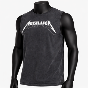 Camiseta sin mangas para hombre, estilo rockero, con estampado de letras, lavado ácido, vintage, streetwear, camiseta muscular de algodón, chaleco de verano, personalizada - Product Image 3