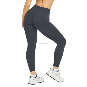 Pantalon de sport pour femme, taille haute croisée en V, motif écossais, extensible dans quatre directions, effet ventre plat, sensation seconde peau, idéal pour le yoga et l'entraînement, résistant aux squats - Product Image 3